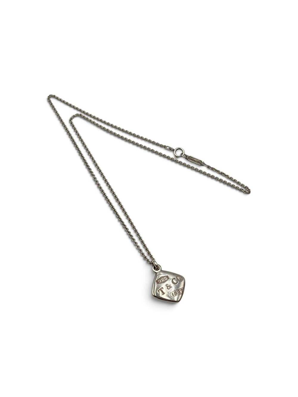 Tiffany & Co. 1837 Sterling Silver Square Pendant Necklace